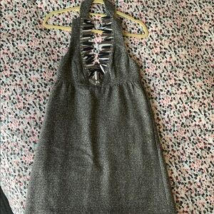 Stylish Gray Halter Dress